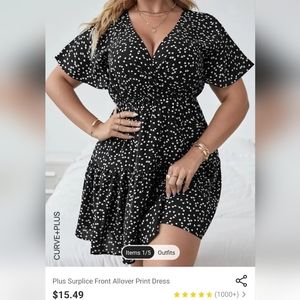Allover Heart Pattern Black Dress